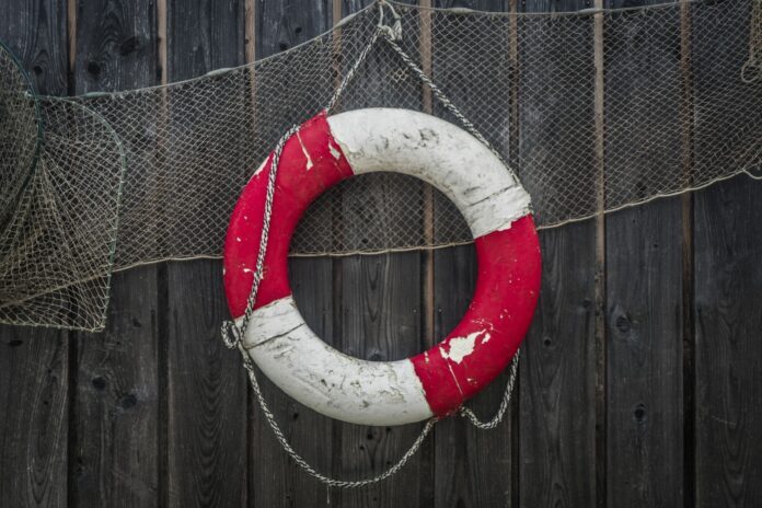 white and pink life bouy